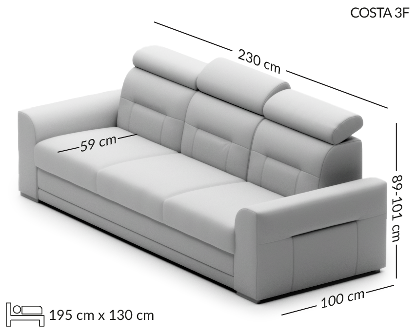 COSTA sofa 3-osobowa wymiary