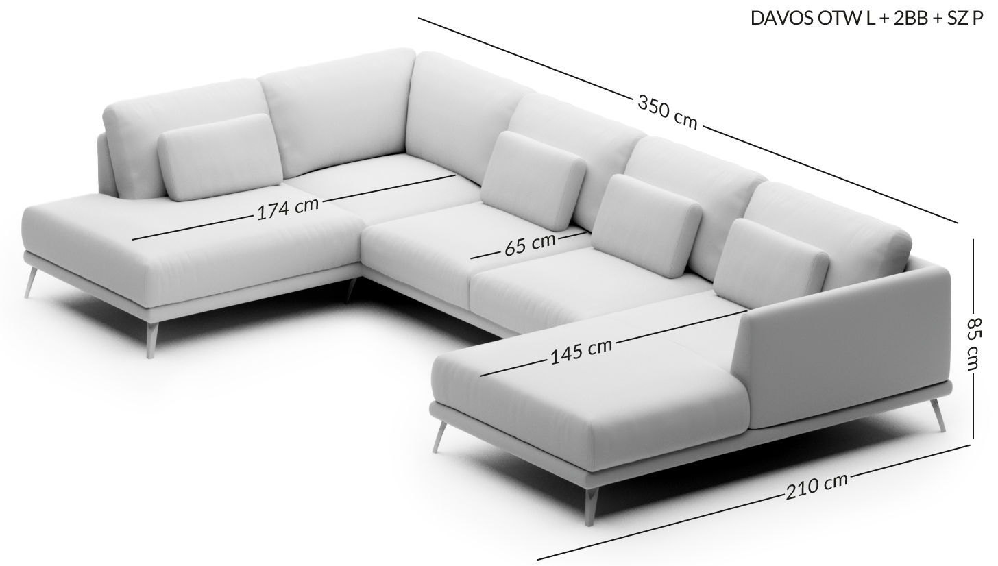 DAVOS duży narożnik do salonu wymiary