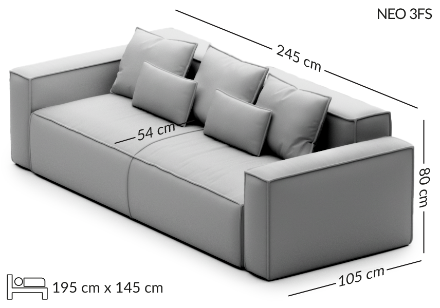 NEO rozkładana sofa wymiary