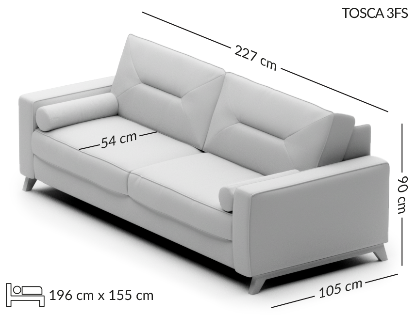 TOSCA sofa 3- osobowa wymiary