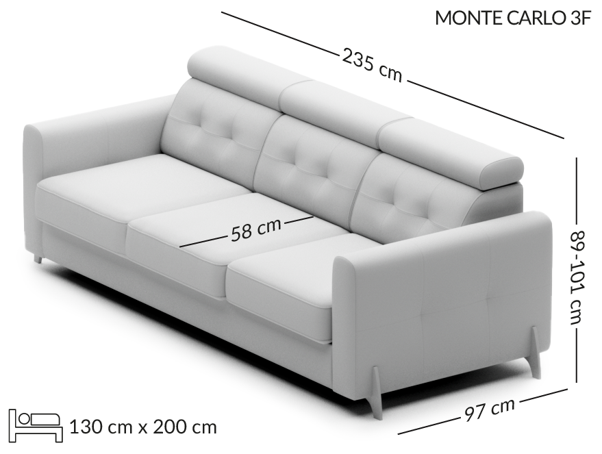 Monte Carlo rozkładana sofa wymiary